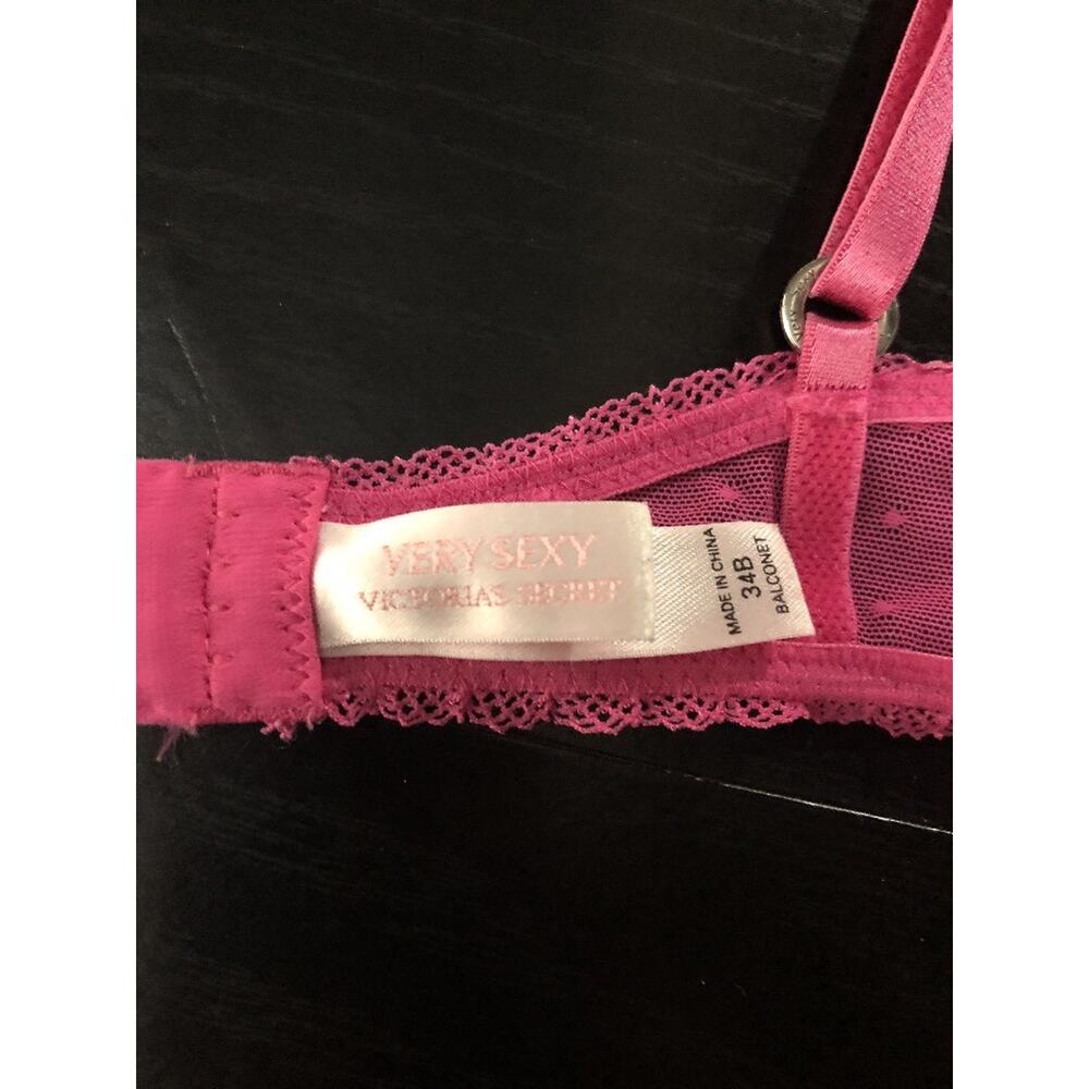 Vintage VICTORIA SECRET 34B 34 B Balconet Bra Pink Very Sexy EUC VS - Picture 9 of 9
